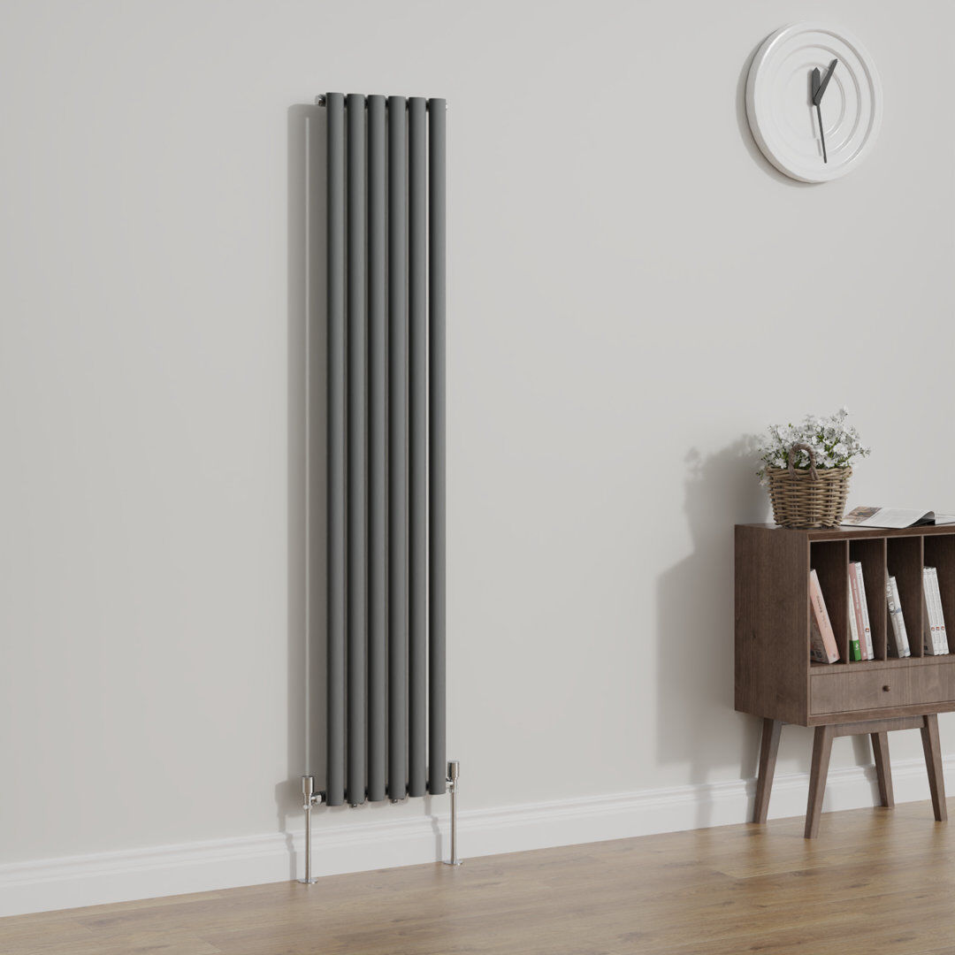 Belfry Heating Shoshana Vertical Oval Panel Radiator Anthracite 180cm H x 35.4cm W