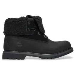 Timberland für Damen. TB18149A0011 Authentic Mid Warm Lederstiefel schwarz (38 W), Wohnung, Schnürsenkel, Lässig