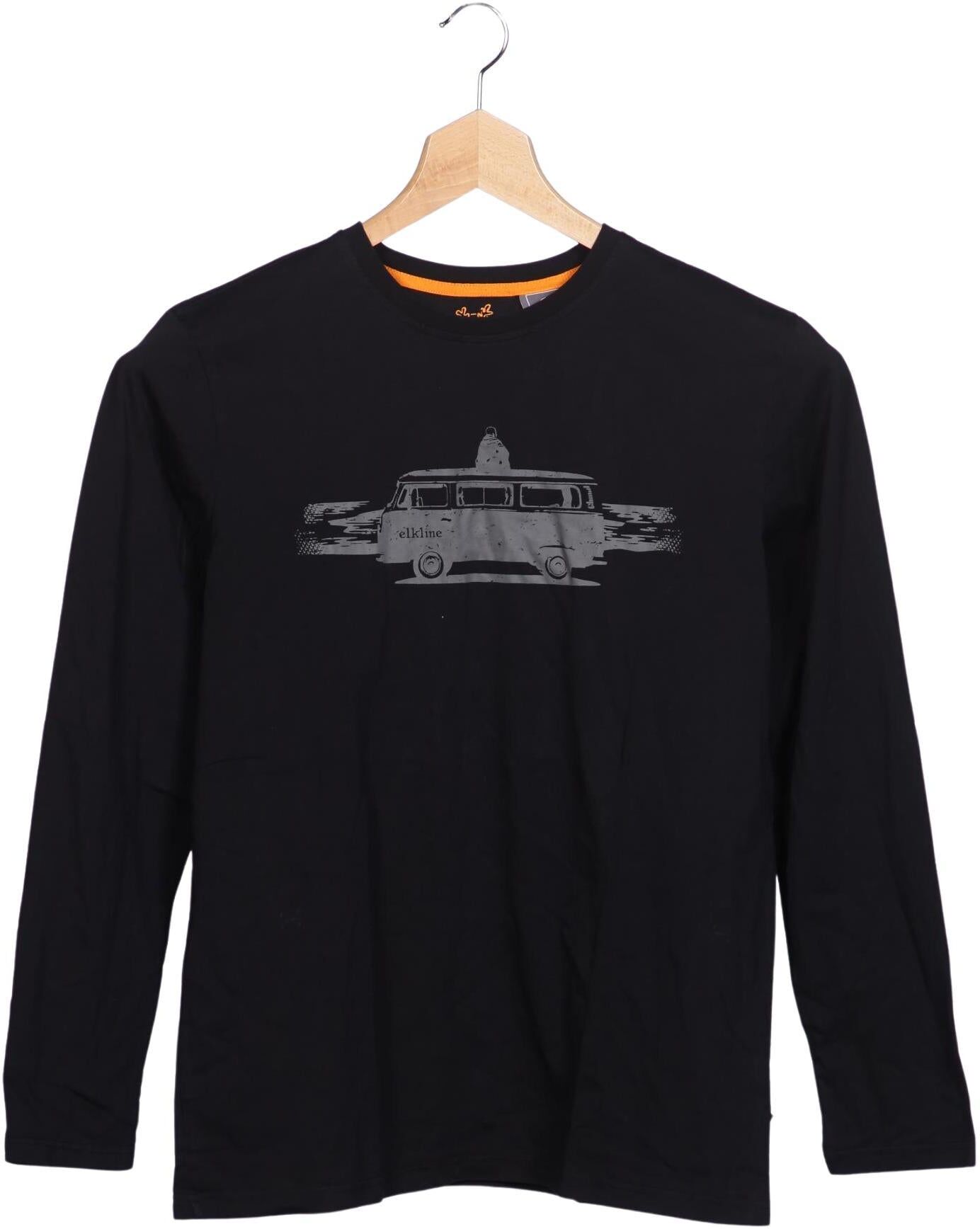 elkline Herren Langarmshirt, Schwarz, Gr. XL, Baumwolle - Second Hand