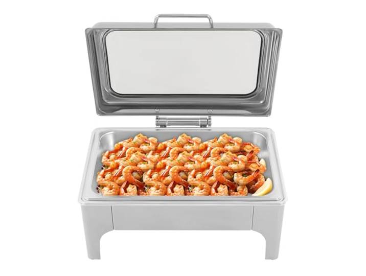 Buffet-Chafing Dish aus Edelstahl warmhaltebehälter Rechteckiges Chafing Dish-Buffet-Set aus Edelstahl for Hotels und Restaurants(Silver)