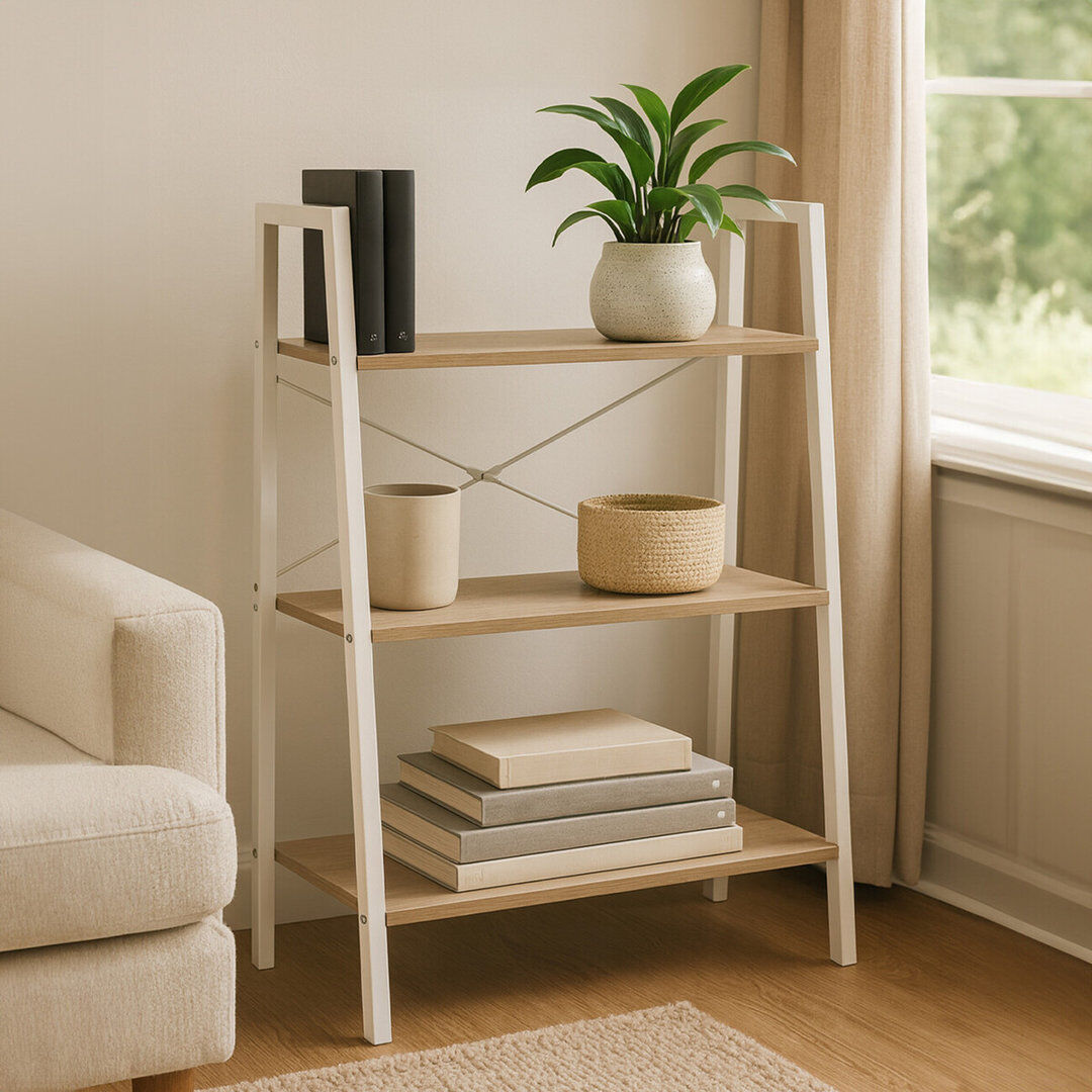 Rio Octa 97cm H x 64cm W Solid Wood Etagere Bookcase Natural/White 97cm H X 64cm W X 34cm D
