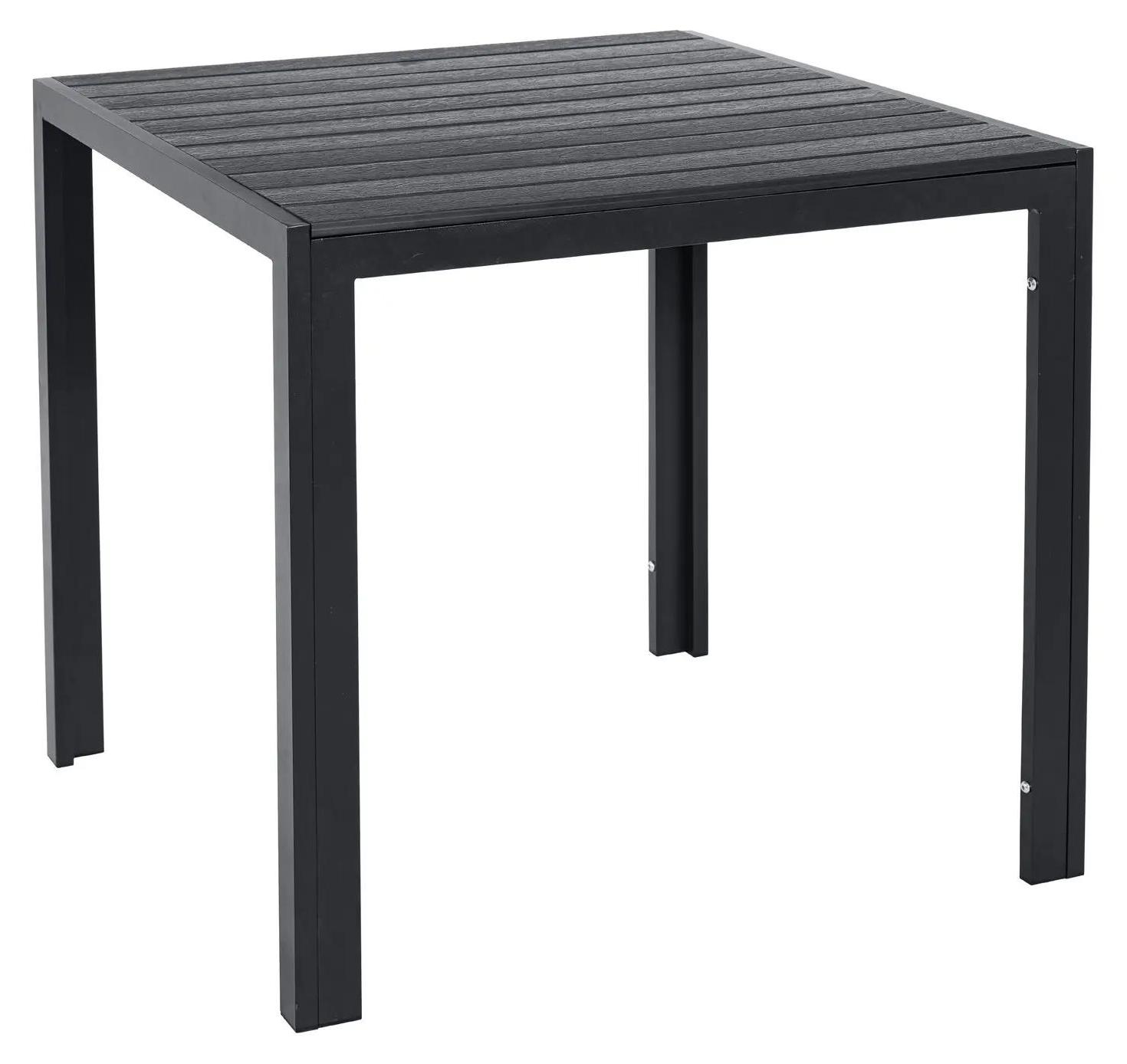 Garten- und Balkontisch - Outdoor Esstisch - Quadratisch 75x75x72 cm - Wetterfestes Aluminium - Tischplatte in Holzoptik - Für 4 Personen - Balkon & Terrasse