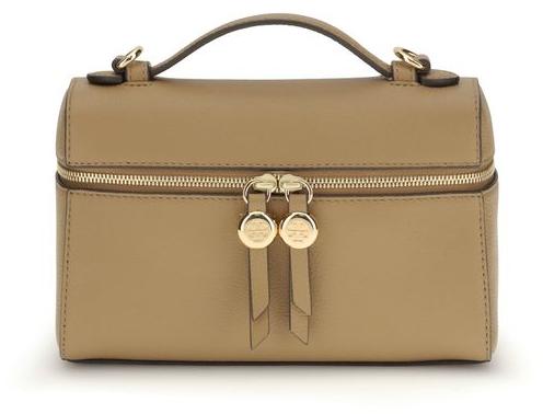 Tory Burch Slim Romy Handtasche genarbt beige gold