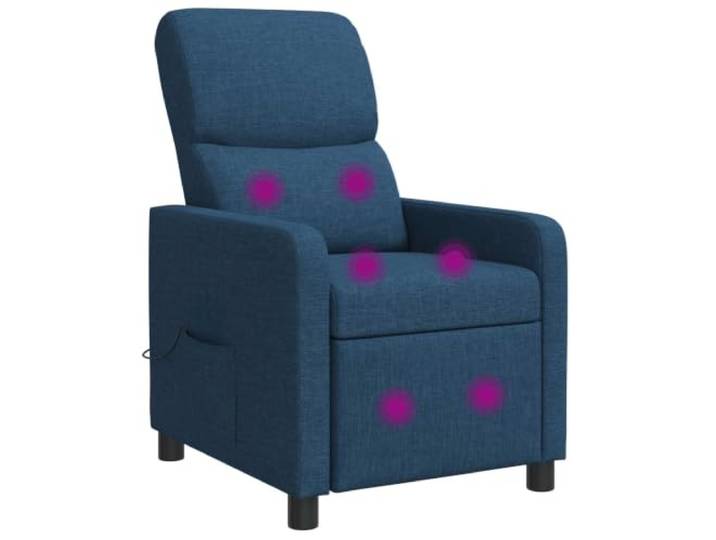Liegesessel Blau Stoff Mit Massagefunktion Und Fernbedienung Neigung 115°-160° verstellbar, Schaum- und Faserfüllung, Polyesterstoff atmungsaktiv, kabellose Fernbedienung, einfache