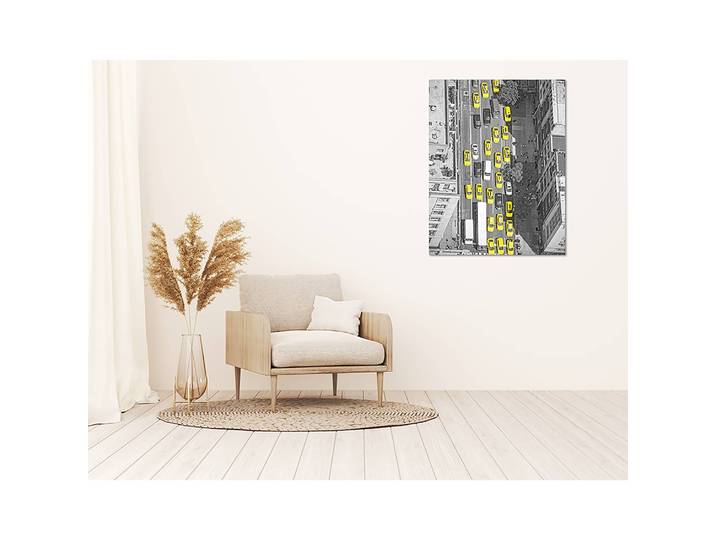 Tableau déco New York taxis from above Alu-Dibond Multicolore 70 x 90cm