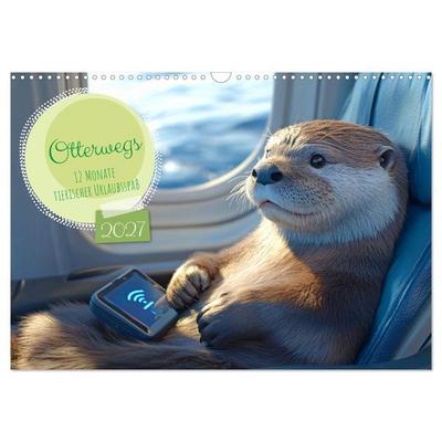 Otterwegs - 12 Monate tierischer Urlaubsspaß (Wandkalender 2027 DIN A3 quer), CALVENDO Monatskalender