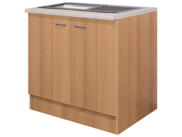FlexWell Spülenunterschrank, Buche, 100x85x57 cm, Made in Germany, individuell planbar, Küchen, Küchenmöbel, Küchenschränke, Küchenunterschränke