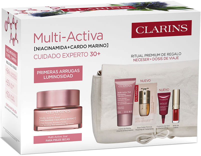 Clarins Creme multiativo para pele seca, conjunto de 5 peças