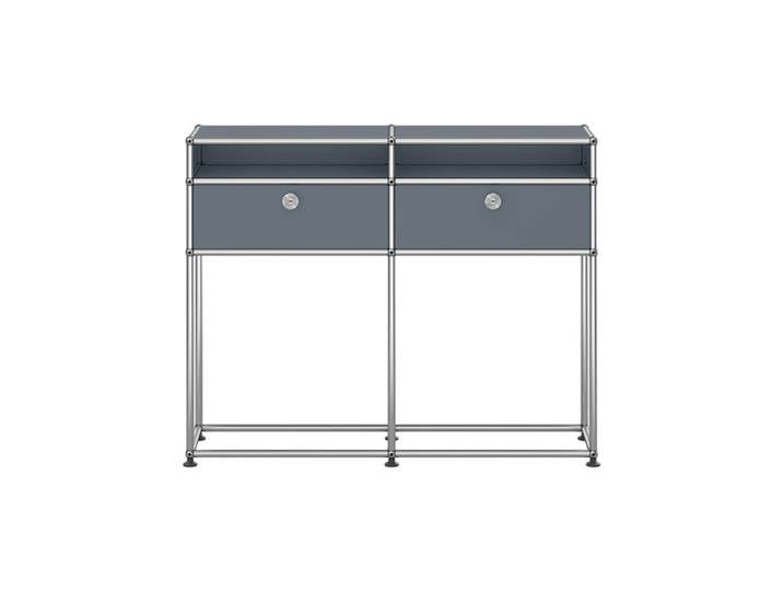 USM Haller Kommode M51 grau mittelgrau 2-fach breit 2 Fächer Klapptüren ohne Schloss 102.3x81.5x27.3 cm