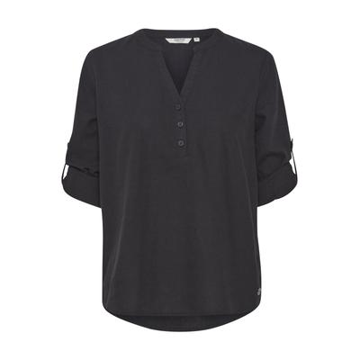 Langarmbluse OXMO "Langarmbluse OXAnja", Damen, Gr. 38, schwarz, Obermaterial: 55% Leinen LI. 45% Viskose CV., Blusen