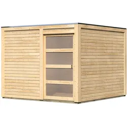 Karibu Gartenhaus Qubic 2 mit Schiebetür - 19 mm-naturbelassen
