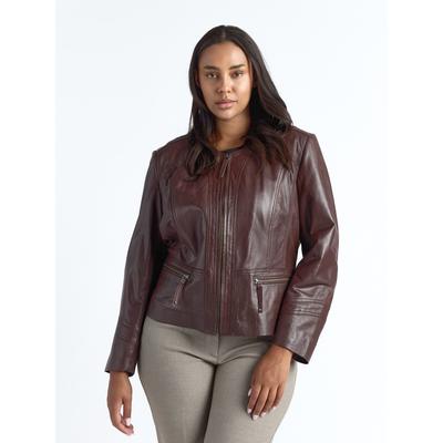 Bikerjacke JCC "731-II", Damen, Gr. 54, rot (oxblood), Obermaterial: 100% Leder Schaf. Futter: 100% Baumwolle. Ärmelfutter: 100% Polyester, Jacken