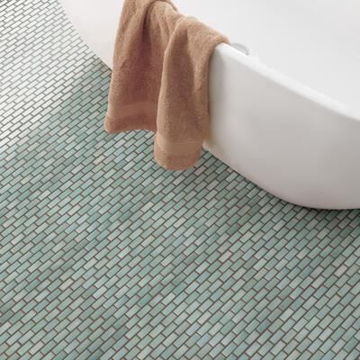 "Merola Tile Hudson Subway Mint Green 11-3/4"" x 12"" Porcelain Mosaic Floor and Wall Tile"