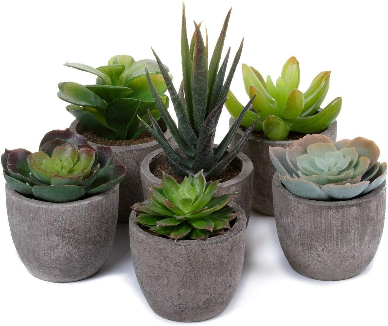 Set van 6 mini kunstvetplanten in pot voor decoratie