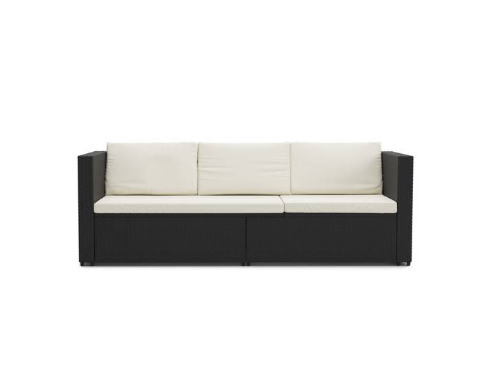Rattan Sofaliege CAIRNS schwarz/weiss