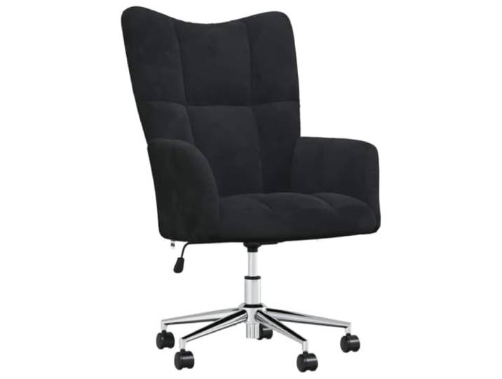 Sessel Samt Schwarz Drehbar mit Höhenverstellung und Rollen Stilvoll, modern, stabil, langlebig, drehbar, verstellbar, für Wohnzimmer, Arbeitszimmer