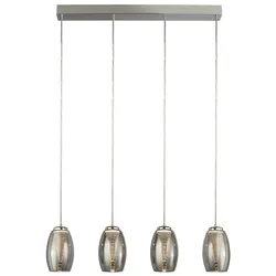Hängelampe Pendelleuchte Esstischlampe Rauchglas Wohnzimmerlampe LED H 150 cm