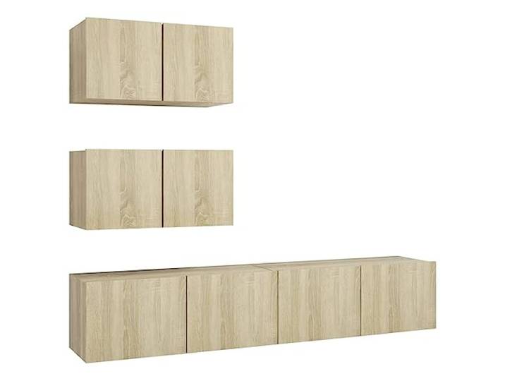 GHVBNMF 4-TLG TV-Schrank Set Wandboard Lowboard Sonoma-Eiche Hängendes Wohnzimmermöbel Set mit großzügigen Fächern für Fernseher und Medien im Schlafzimmer oder Flur.