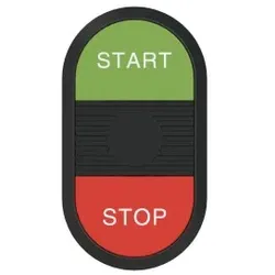 ABB MPD4-11B Doppeldrucktaster, Tasten - oben grün: START - unten flach: rot STOP - Mitte: schwarz 1SFA611133R1106