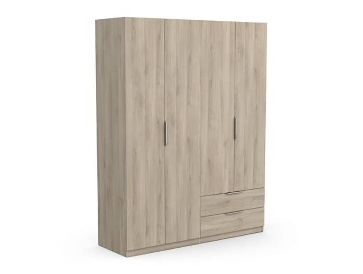 Demeyere Armoire Dressing Avec Penderie Moderne 4 Portes 5 Etagères 2 Tiroirs – Coloris Chêne Kronberg - 157,3 x 51,1 x 203 cm, Eiche