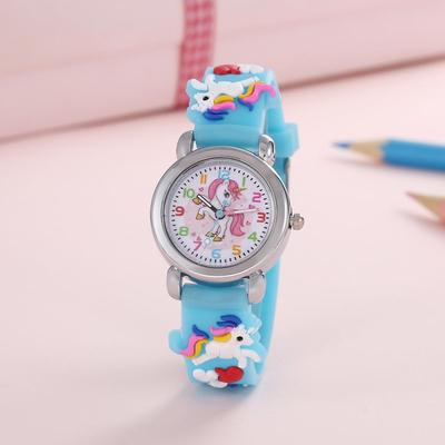 Friendly Fresh Finds Colorful Cartoon Unicorn Quartz Watch For Students & Kids Fun, Durable, And Stylish! light Blue