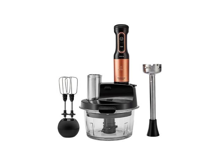 Karaca Küchenmaschine Mastermaid Küchenroboter aus Stahlglas Standmixer Zerkleinerer 2500 W Black Copper