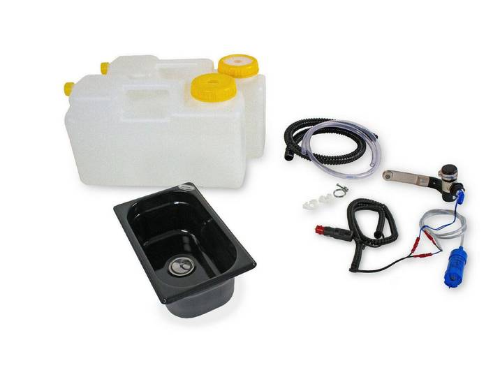 ad-ideen Waschbecken 12V Camping Spüle Technikset 265x160x100mm Schwarz Bausatz