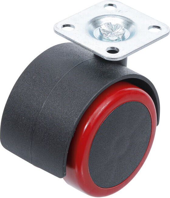 Roue double / pivotante rouge/noire 50 mm BGS Do it yourself (80336)