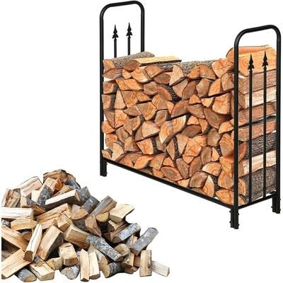 Perfect Picks Market Arrow Style Iron Log Rack For Fireplace Storage Tall, Black Sand Finish, Indoor Outdoor Firewood Holder Arrow Style Iron Log Rack For Fireplace Storage Tall, Black Sand Finish, Indoor Outdoor Firewood Holder