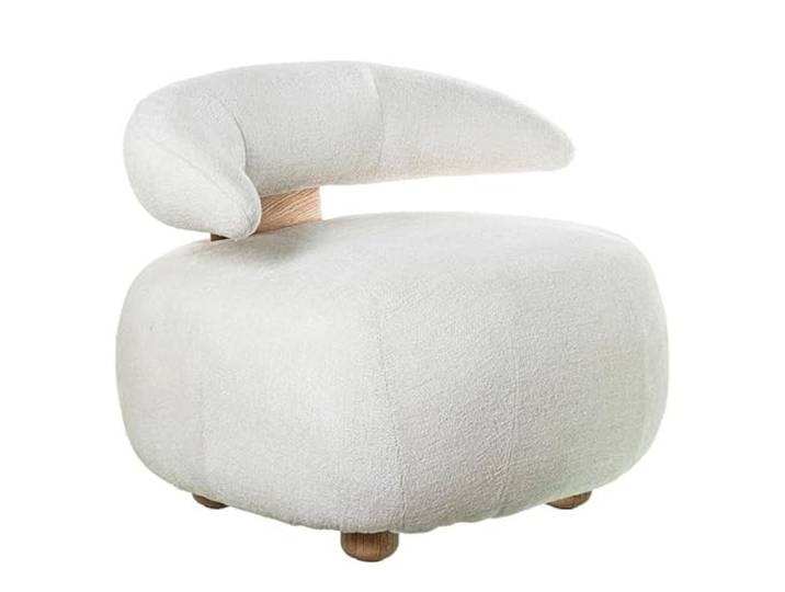 DRW Stoffsessel mit Holzbeinen in Beige und Eiche Natur, 63 x 77 x 77 cm