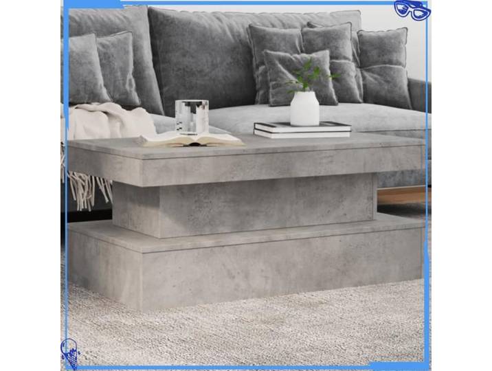 Table basse avec lumières LED - Bois d'ingénierie - Gris béton - Artisanat Remarquable et Authentique - Pour Salon
