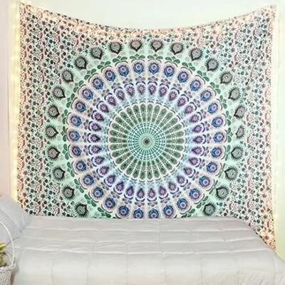 Uplifted Finds Hippie Mandala Bohemian Tapestry   Indian Psychedelic Wall Mural   Aesthetic Vintage Bedding & Meditation Art tn dz23112412434 230 X 180 Cm