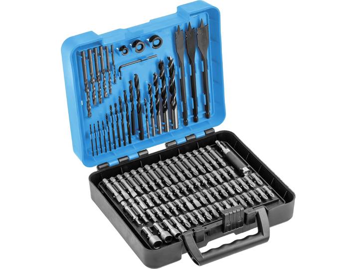 Högert Technik - Set de Outils de perçage et de vissage\, 100 pièces (embouts\, têtes\, tournevis)\, Emballage de plastique stable\, stockage sûr et transport facile de las