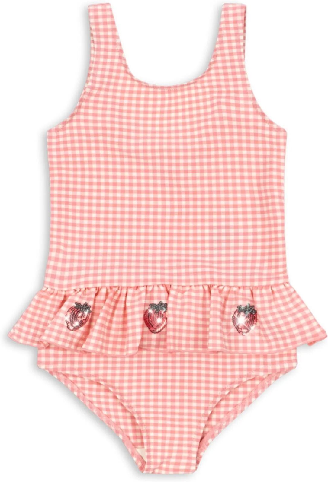 Konges Sløjd Maillot de Bain Volants Etta Carreaux Fraises Rose 12 mois