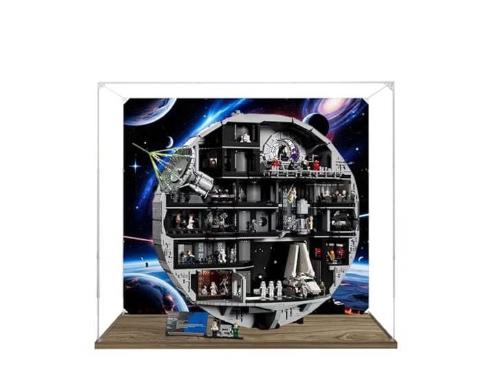 Acryl-Vitrine für Lego 75419 Todesstern-Planetenmodell, 3 mm staubdichte Schaukasten, Vitrine kompatibel mit Lego 75419 (Modell nicht im Lieferumfang enthalten) (Hintergrund 3 mm B)