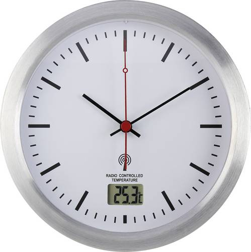 Renkforce E1003R Funk Wanduhr 17cm x 60mm Silber Badezimmer-/Feuchtraum geeignet