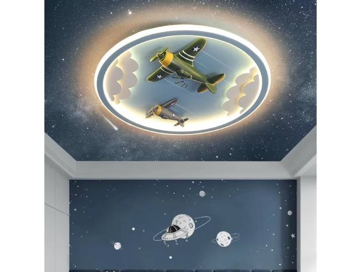 Plafonnier LED pour chambre d'enfant, protection oculaire, spectre complet, dessin animé créatif, avion, licorne, étoiles, lune, pour chambre de garçon et de fille