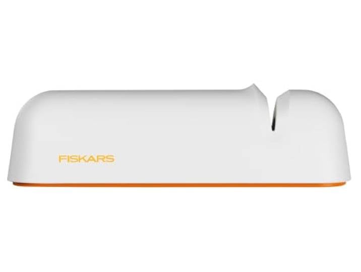 Fiskars Aiguiseur pour couteaux à lame lisse en acier Pierre à aiguiser en céramique\, Functional Form\, Roll-Sharp\, Blanc/Orange\, 1014214