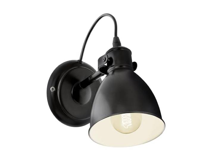 Eglo Lampe murale PRIDDY\, applique murale à flamme au design industriel spot mural rétro en acier\, couleur : noir\, blanc\, douille : E27