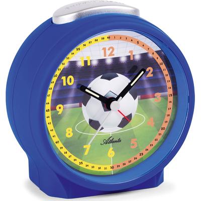 Kinderwecker ATLANTA "Fußballwecker, 1981-15", silber (blau, silberfarben), Wecker, Kinder, Quarzwecker, Lernwecker, Geschenkidee, Geburtstag, Schulanfang