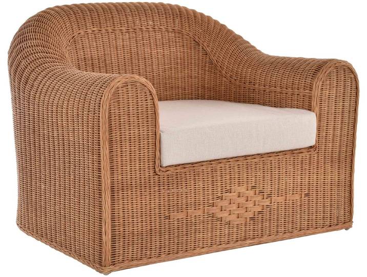 Krines Home Relaxsessel Rattansessel Breiter Wohnzimmer Sessel aus echtem Rattan Thronsessel, Bequem