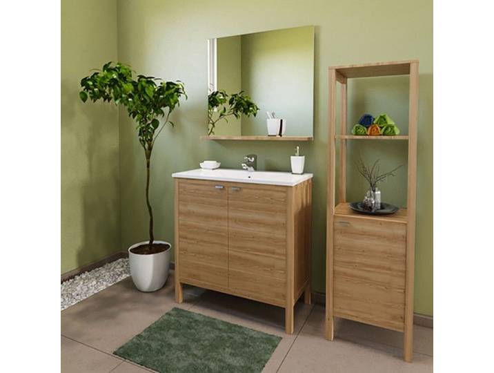 Meuble de rangement TRIBU 1 porte - 3 tablettes / Décor Chêne