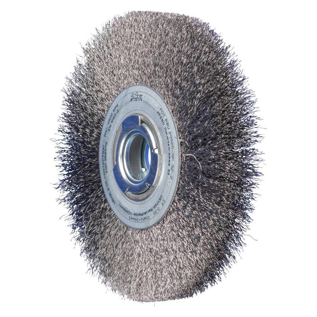 Pferd POS Rundbürste breit ungezopft RBU Ø 200 x 25 mm variable Bohrung Stahl-Draht-Ø 0.3 für Schleifbo... (43701259)