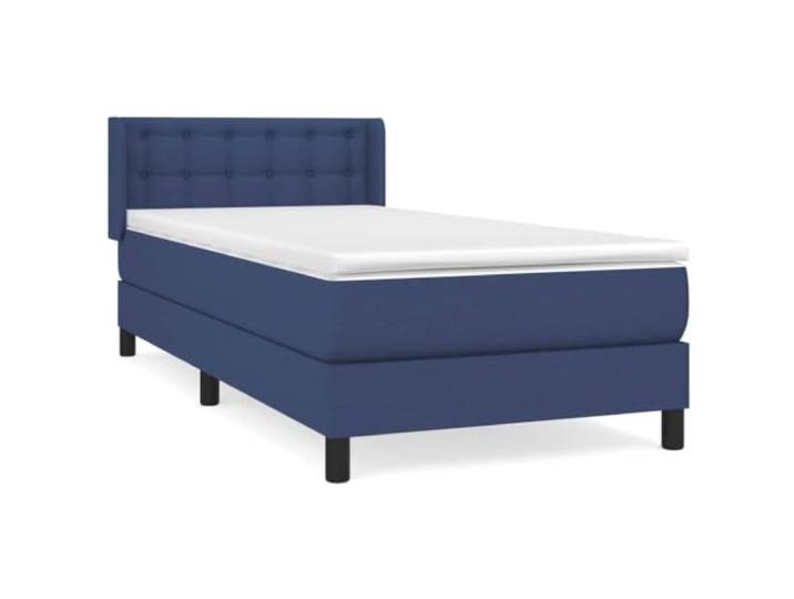 PUGYNBK Boxspringbett, 80 x 200 cm, mit Stoffmatratze, Blau Verstellbares Kopfteil, Taschenfederkerne, mittlere Festigkeit, weicher Schutz