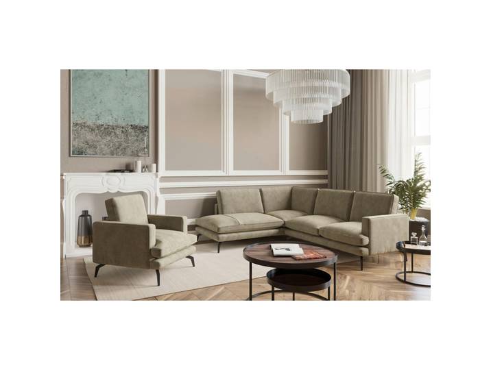 Livetastic Sitzgarnitur, Hellgrau, Metall, Füllung: Daunen, Silikon, 250x202 cm, Made in EU, planbar, Rücken echt, individuell planbar, Wohnzimmer, Sofas & Couches, Sitzgarnituren
