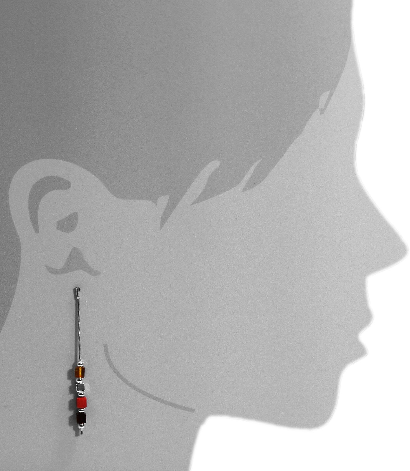 Paar Ohrhänger OSTSEE-SCHMUCK "Ostsee-Schmuck Ohrhänger Würfel Ohrhänger Würfel", braun (weiß, neutral), Ohrringe, Damen, 60x 2mm, Silber 925 (Sterlingsilber), Paar Ohrhänger