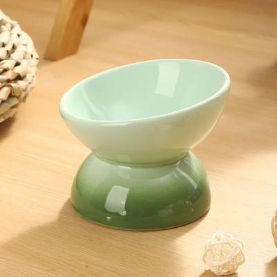 Uplifted Finds Elevated Ceramic Tilted Cat Food Bowl Dishwasher And Microwave Safe Pet Feeder light Green
