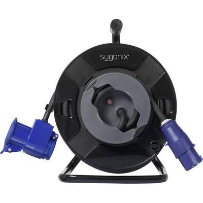 Sygonix SY-6684366 Kabeltrommel 25m Schwarz CEE-Cara-Stecker