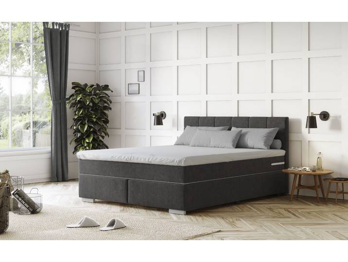Boxspringbett COTTA Simba erhältlich in verschiedenen Breiten, Farben und Härtegraden , schwarz, L:209cm, Komplettbetten, Boxspringbett, Bezugsstoff: Struktur fein