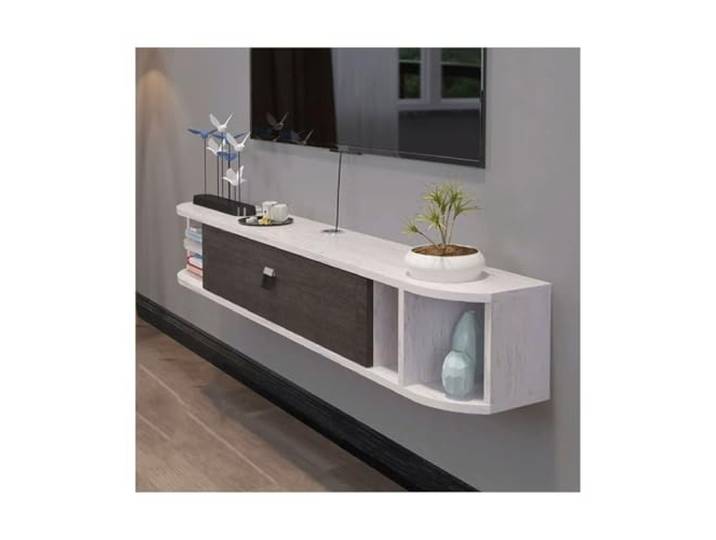 DFHS46JK Multimedia-Möbel Modernes schwebendes Regal unter dem Fernseher, schwimmendes Unterhaltungsregal, TV-Ständer für das Wohnzimmer(Weiß)